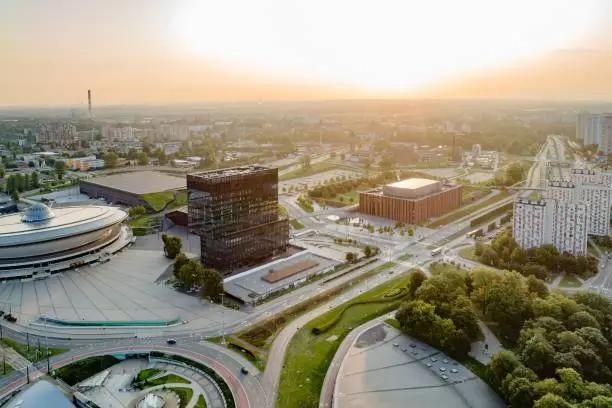Panoramiczny widok placu w Katowicach